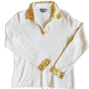 SPARKLY SEQUINED COLLAR SWEATER